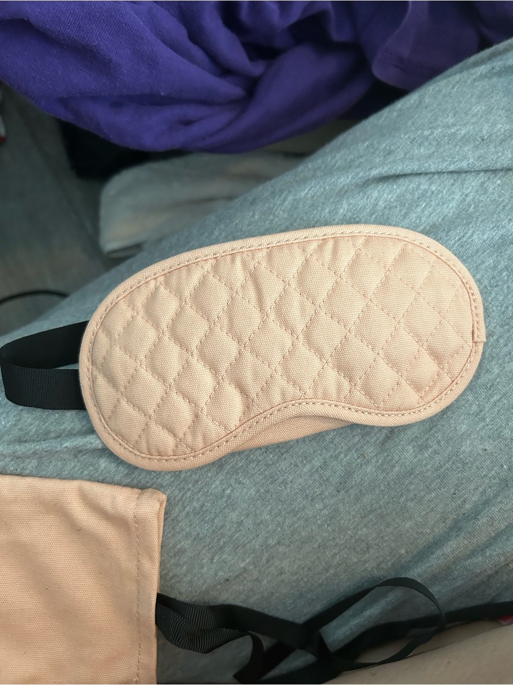 Gucci Quilted Peach Sleep Mask with Black Strap